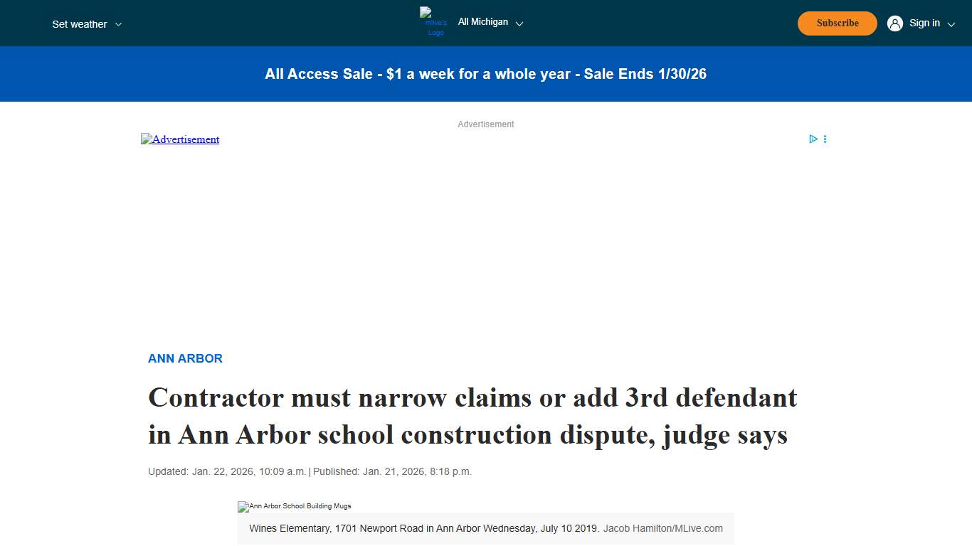 Contractor must narrow claims or add 3rd defendant in Ann Arbor school construction dispute, judge says - mlive.com